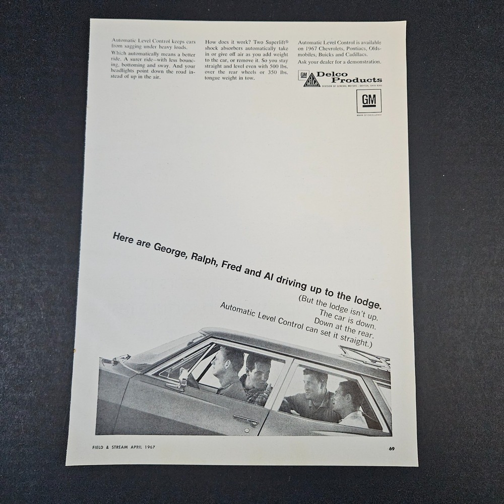 1967 Delco Products GM General Motors Automatic Level Control Vintage Print Ad